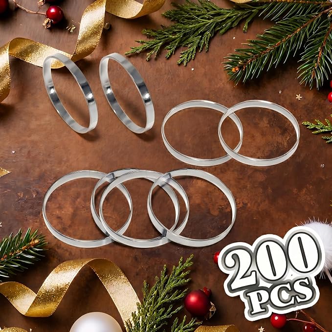 200 Pcs Silver Napkin Rings Bulk, Exquisite Round Napkin Ring Buckles, Suitable for Family Dinners, Weddings, Holiday Parties