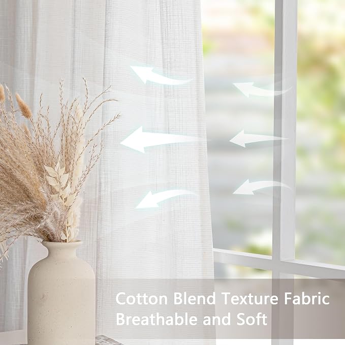 MYSKY HOME Natural Curtains for Living Room 1 Panel, Beige Semi Sheer Curtains & Drapes Light Filtering Farmhouse Country Boho Style Back Tab Draperies for Sliding Glass Door (Customsize, Natural)