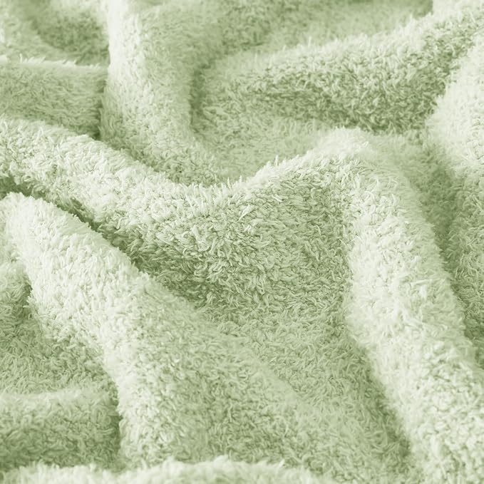 CYMULA Knit Throw Blanket for Mint Green - Super Soft Lightweight Plush Fuzzy Fluffy Cozy Blankets and Throws for Sofa Bed, 60 x 80 inches