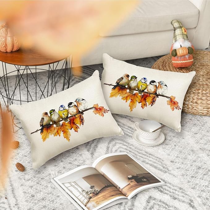 RABUSOFA Fall Outdoor Pillow Covers 12x20 Inch Waterproof Outdoor Thanksgiving Maple Leaf Decor Lumbar Pillow Covers Polyester Fall Decoration for Home Couch