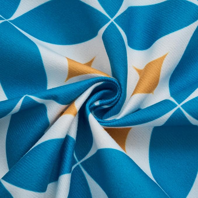 Set of 4 Boho Throw Pillow Covers 18x18 Inch, Blue Orange Pattern Decorative Pillow Case Soft Square Velvet Cushion Covers for Couch, Sofa, Living Room, Bedroom, Patio, Porch, Outdoor Home Décor