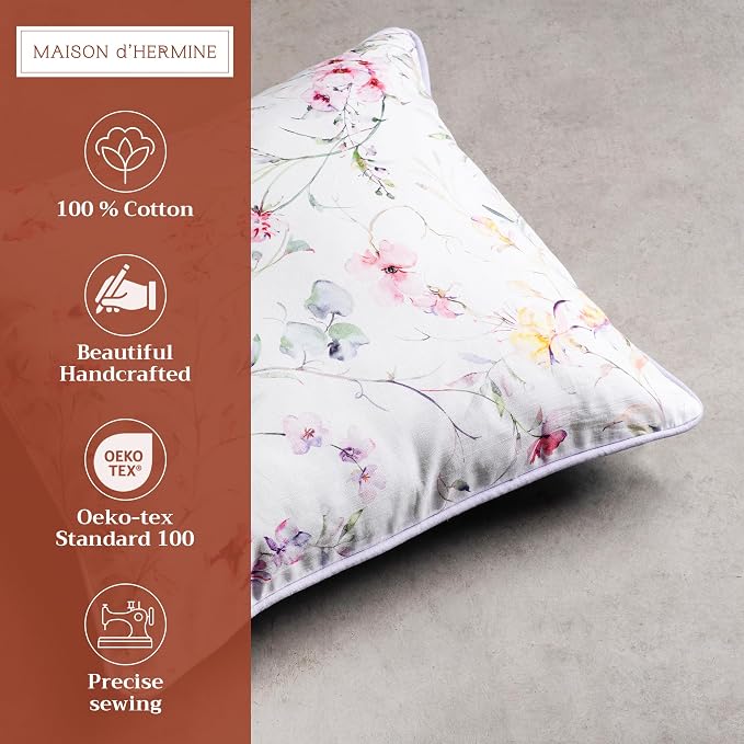 Maison d' Hermine Throw Pillow Covers 100% Cotton (18" x 18" - Pack of 1)