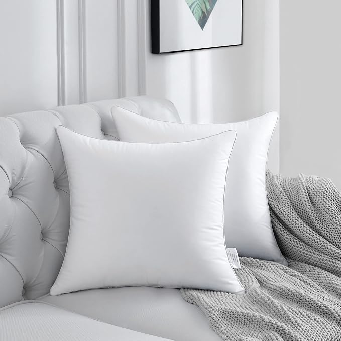 FAVRIQ 22 x 22 Pillow Inserts (Set of 2) - 22 Inch Square Interior Sofa Throw Pillow Inserts with 100% Cotton Cover - Decorative Pillow Insert White Sofa Pillow