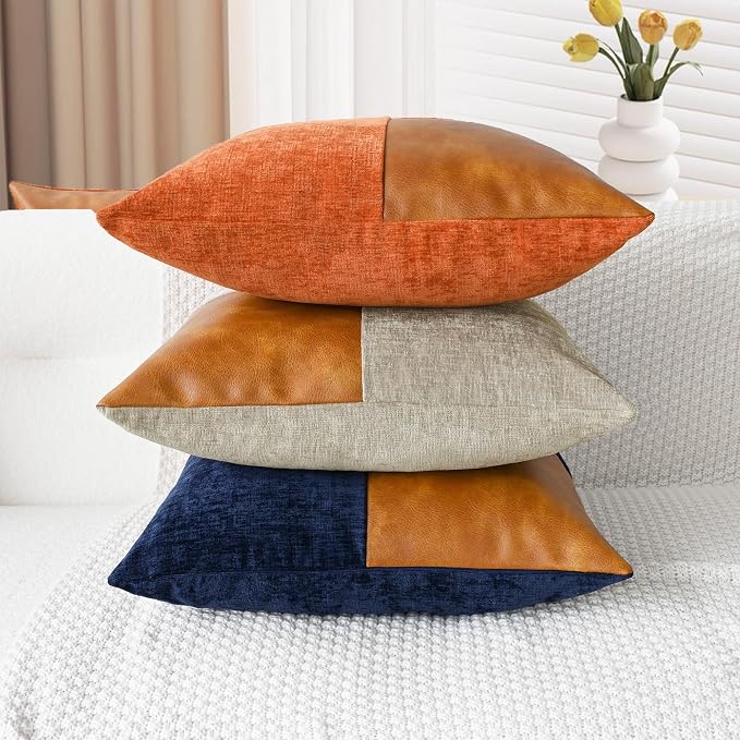 CaliTime Decorative Couch Throw Pillow Covers 18 X 18 Inches Burnt Orange