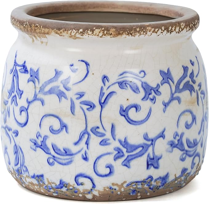 Dosayes Vintage Blue Ceramic Flower Pot