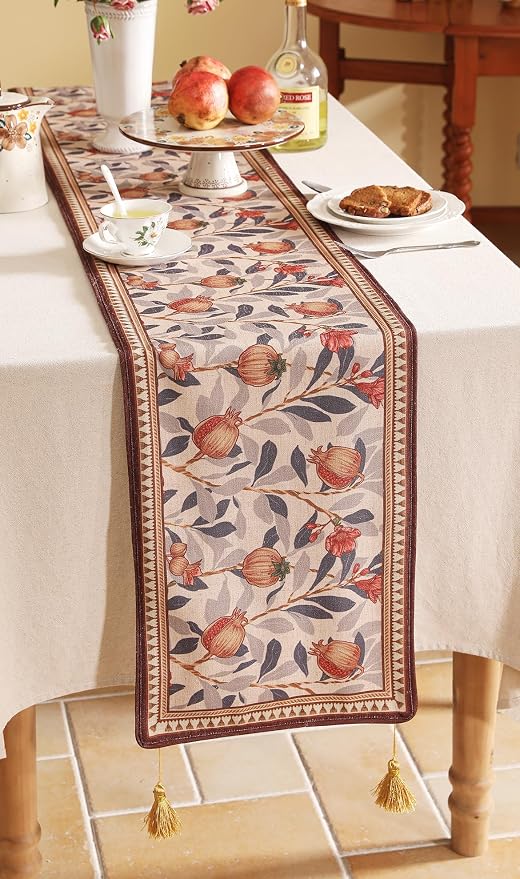 Patdrea Designer French Vintage Linen Table Runner,12"X71" | Elegant Tablerunner 71 Inches Long,Floral Pattern,Thanksgiving Dining Table Decor for Living Room Banquet