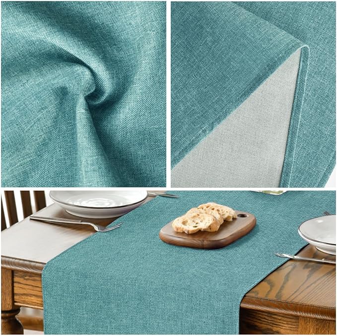 Artoid Mode Turquoise Aqua Table Runner, Seasonal Summer Washable Kitchen Dining Table Decoration for Home Party Decor 13x72 Inch