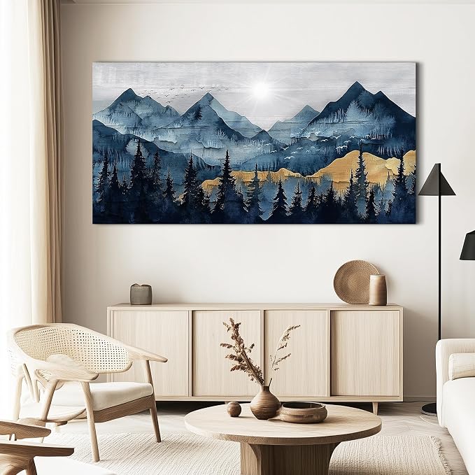 FUHAIHUA Canvas Wall Art For Living Room Wall Decor For Bedroom Office Wall Decoration Mountain Landscape Painting Abstract Pictures Artwork Room Aesthetic Home Decor 20x40 In