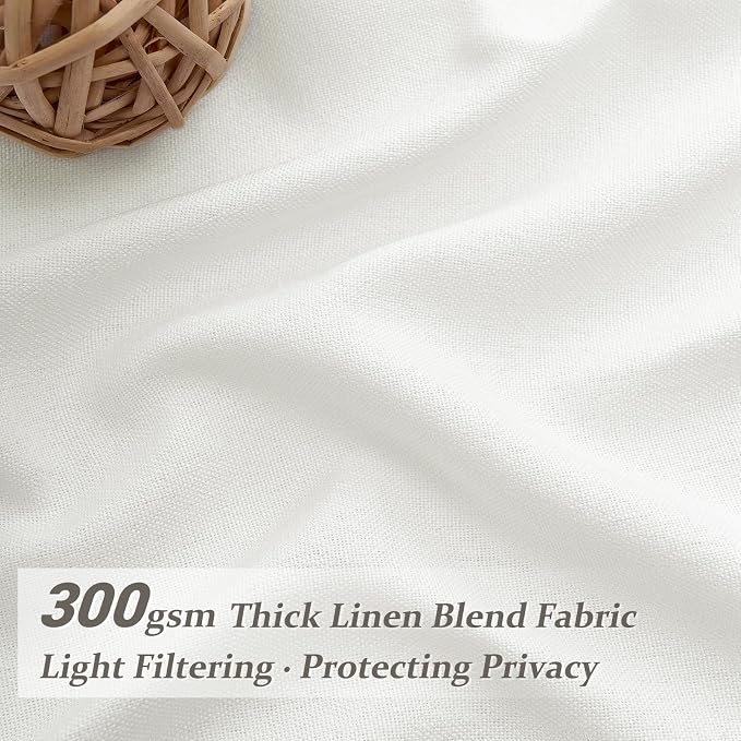 Pinch Pleated Sheer Pure White Curtains 90 Inches Long for Bedroom, Faux Linen Farmhouse Viral Light Filterin Privacy Curtains That Let Light in Kids Room Window Drapes Hooks 40"W x 90"L Panels 2 Set