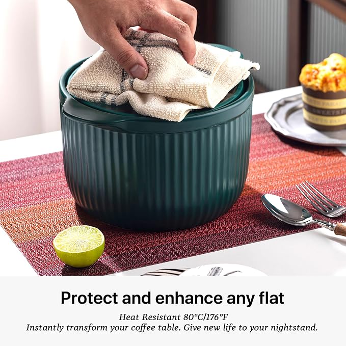 LEXMORE Placemats Set of 4 Vinyl/Plastic Woven Place Mats for Kitchen Table Indoor/Outdoor Washable Placemat Wipeable Dining Table Mats(Pomegranate Parade)