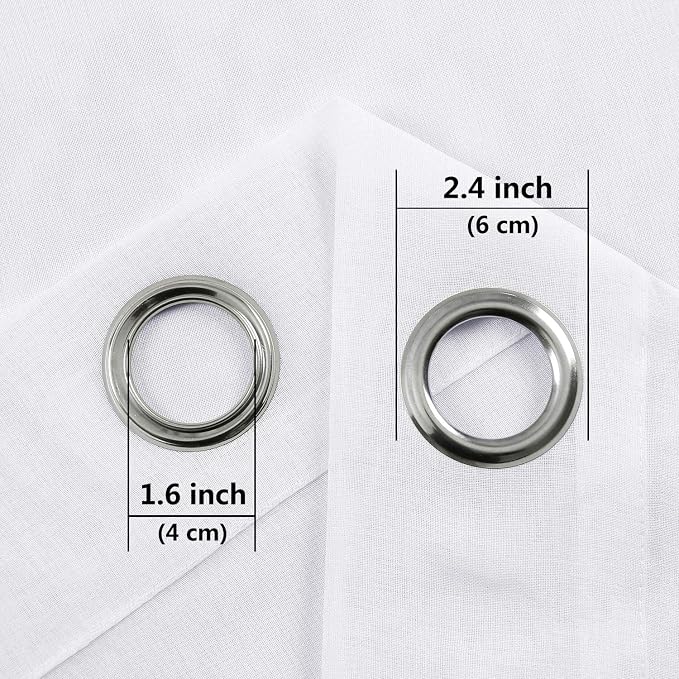 DWCN White Faux Linen Sheer Curtains - Grommet Top Voile Look Window Drapes 84 Inches Long, Solid Semi Sheer Curtains for Bedroom Living Room 70 x 84 inch Length, Set of 2 Panels