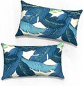 Outdoor Lumbar Pillow Covers 12”x20”, Rectangle Throw Pillow Covers for Patio Furniture, Decorative Lumbar Cushion Case for Garden Balcony Couch Office Chair, Pack of 2, Swaying Palms Blue