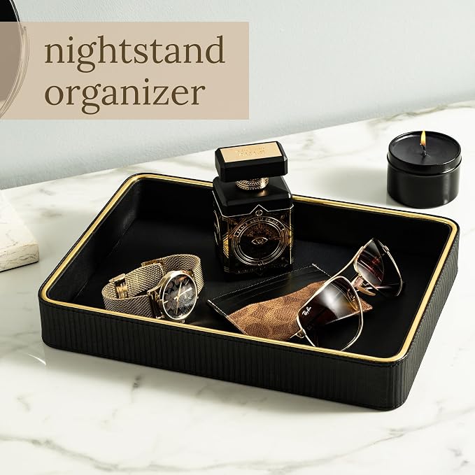 Leather Catchall Valet Tray for Men| Mens Valet Catch All Tray Key Basket