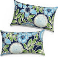 12x20 Inch Lumbae Pillow Covers, Rectangle Waterproof Throw Covers Set of 2, Decorative Patio Furniture Cushion Cases for Porch Garden, Azure Botanical Symphony