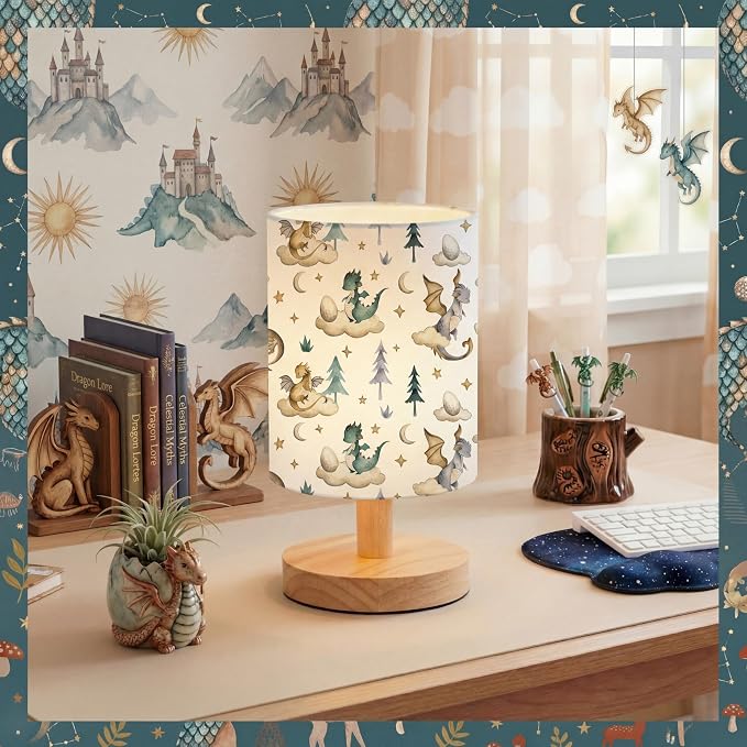 VIHOSE Cute Dragon Kids Table Lamp for Bedroom Kids Lamps for Girls Room