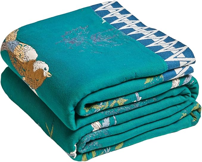MSGKV Boho Throw Blanket 50"x60" Aviary Botanical Cotton Throw Blanket | Aviary Botanical Pattern, Muslin Throw, Reversible Woven, Lightweight Comfort, Decorative Home Accent, All Season Use
