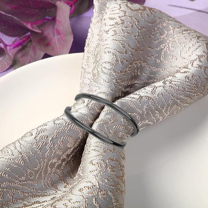 Dark Gray Napkin Rings - 12 PCS Metal Spiral Napkin Rings(Spiral) | Napkin Holders Buckles for Family Dinner, Wedding, Party,Table Decorations