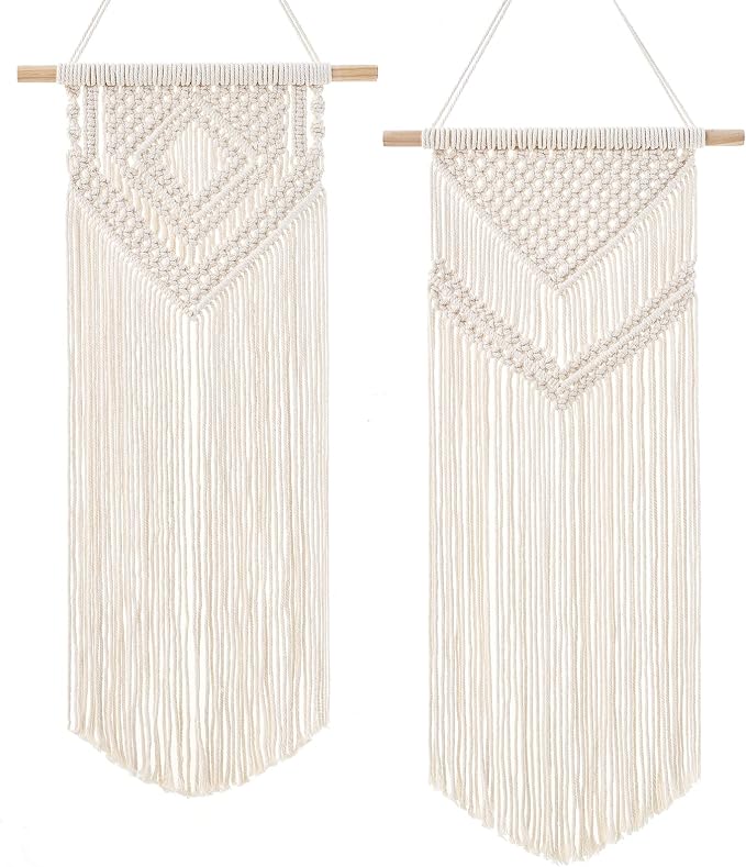 Dahey 2Pcs Macrame Wall Hanging Boho Tapestry Wall Art Bedroom Decor,Medium