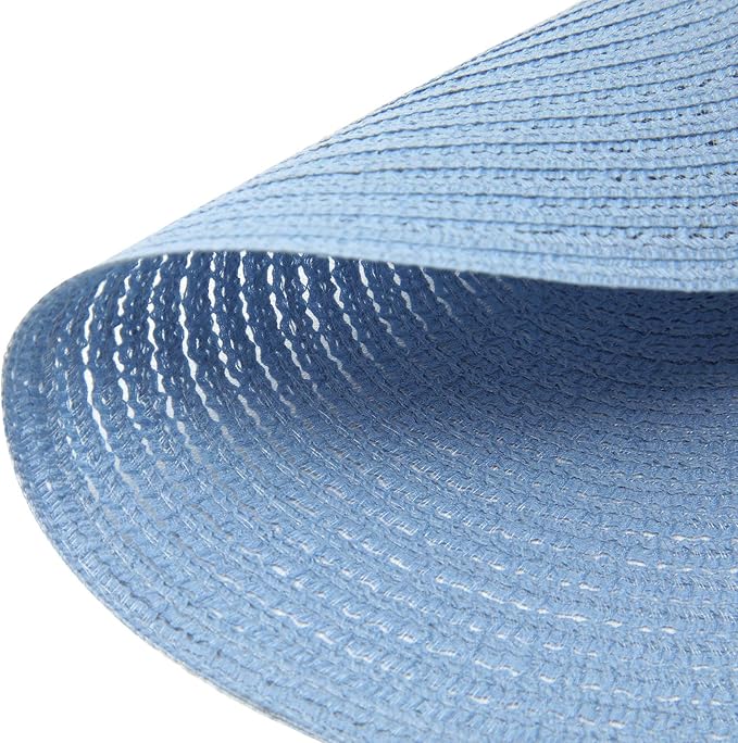 SHACOS Round Braided Placemats Set of 8 Washable 15 inch Round Non Slip Table Place Mats for Dining Tables Wedding Party Decor (Light Blue, 8)
