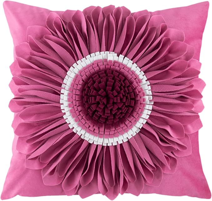 OiseauVoler 3D Sunflower Throw Pillow Cover Decorative Handmade Cushion Cover Case for Home Sofa Car Bed Room Decor 18 x 18 Inch