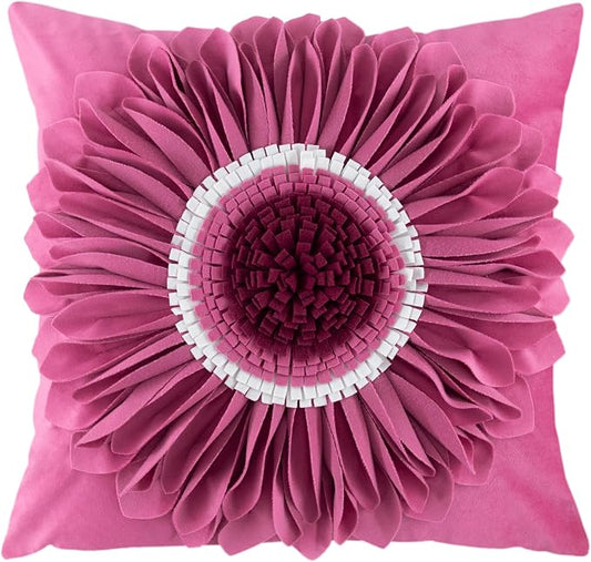OiseauVoler 3D Sunflower Throw Pillow Cover Decorative Handmade Cushion Cover Case for Home Sofa Car Bed Room Decor 18 x 18 Inch