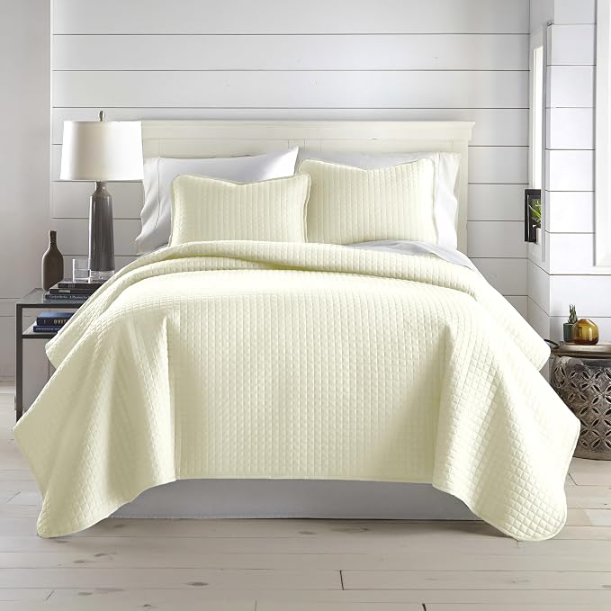 Southshore Fine Living, Inc. Full/Queen Size Quilt Bedding Set, Wrinkle-Free Stain & Pet Hair Resistant Bedding, Coverlet Bedspreads Queen Size/Full Size Bedspread with 2 Pillow Shams, Cream
