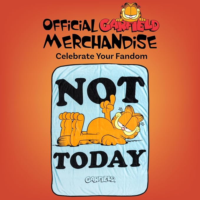 Silver Buffalo Garfield Not Today Quote, Fleece Throw Blanket, 45x60in | Soft and Cozy, 185 GSM