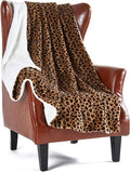 MERRYLIFE Cheetah Print Sherpa Throw Blanket Ultra-Plush Comfort | Decorative, Soft, Colorful | Home, Couch, Outdoor, Travel Use (Leopard, 60" 70")