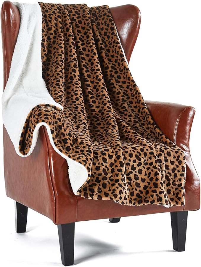 MERRYLIFE Cheetah Print Sherpa Throw Blanket Ultra-Plush Comfort | Decorative, Soft, Colorful | Home, Couch, Outdoor, Travel Use (Leopard, 60" 70")