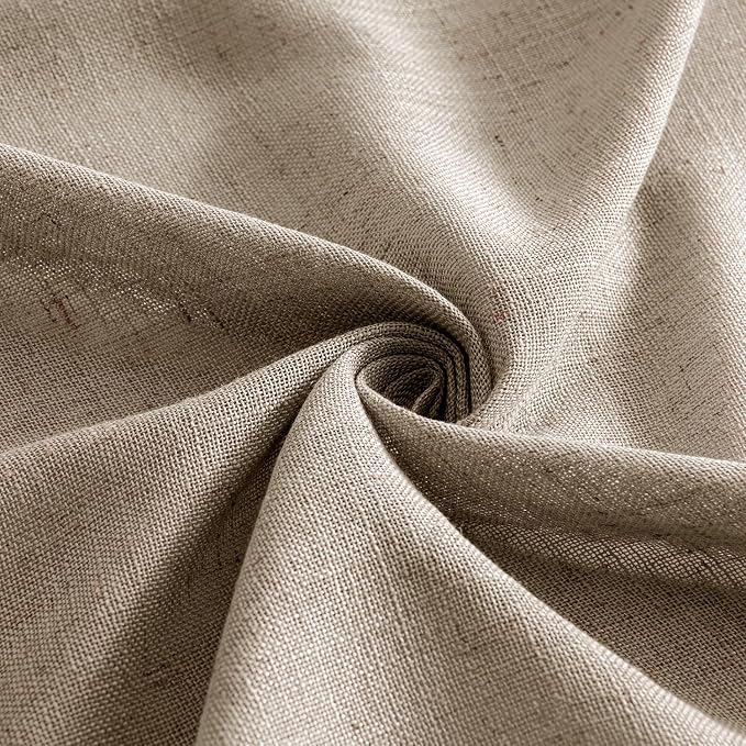 MIULEE Taupe Grey Linen Curtains 52x45 Inch Length 2 Panels for Bedroom | Living Room, Soft Linen Textured Window Drapes, Semi Sheer Light Filtering, Back Tab Rod Pocket,, Farmhouse Burlap Look Decor