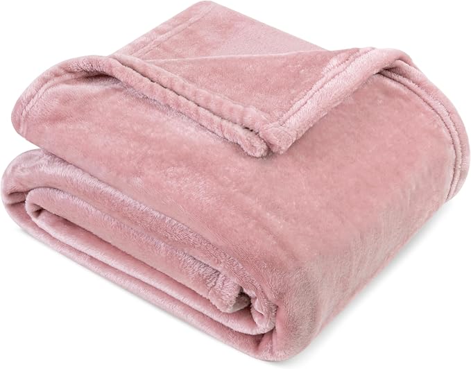 PAVILIA Pink Fleece Throw Blanket for Couch, Blush Pink Soft Fuzzy Flannel Throw for Sofa, Luxury Plush Microfiber Bed Blanket, Cozy Home Decorative Velvet Gift Blanket, 50x60