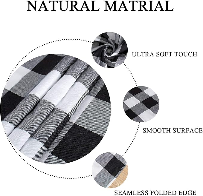 ShinyBeauty Black & White Buffalo Plaid Runners 120 inches Long Classic Farmhouse Table Runner Checked Table Runners for Family Dinner Thanksgiving Decorations (13"x120")