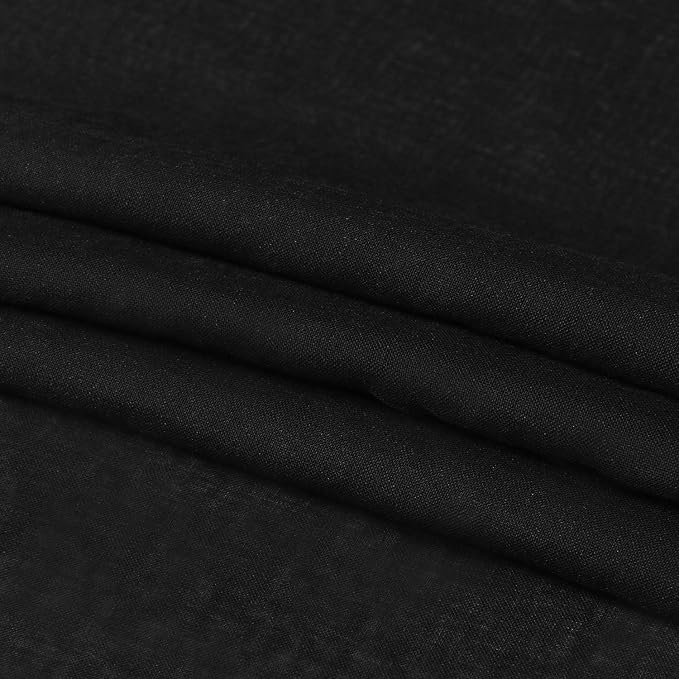 DWCN Sheer Curtains Faux Linen Sheer Voile Window Curtain for Living Room and Funeral/Gothic Wedding Grommet Black Drapes 52 x 84 Inch Long, 1 Pair, Set of 2 Panels