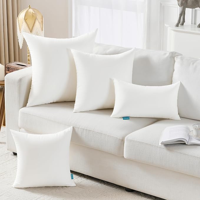 Oubonun 26x26 Waterproof Outdoor Pillow Inserts – Set of 2 Firm & Fluffy, Water Resistant Throw Pillows for Patio, Garden, Porch, or Indoor Decorative