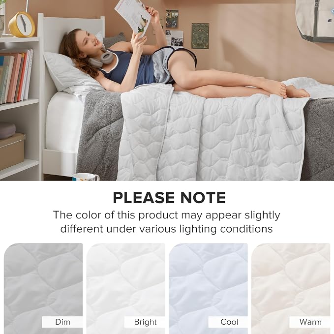 Comfort Spaces Kienna Twin Quilt Bedding Set 2 Piece, 66"x 90" White Ogee | Soft Cozy Lightweight Summer Twin XL Coverlet for College Dorm, Quilted Extra Layer, Modern Casual Bedroom Decor, OEKO-TEX