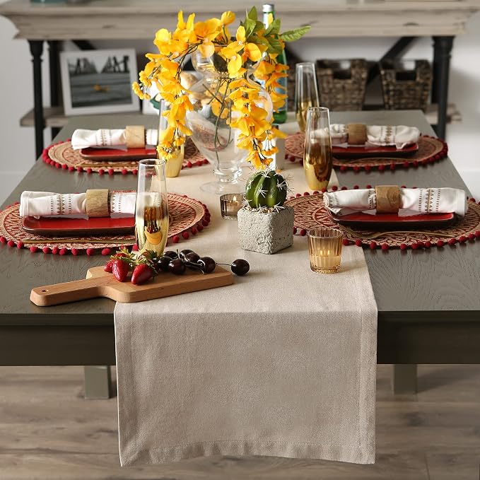 DII Chambray Kitchen, Tabletop Collection, Stone, 14x108 Table Runner