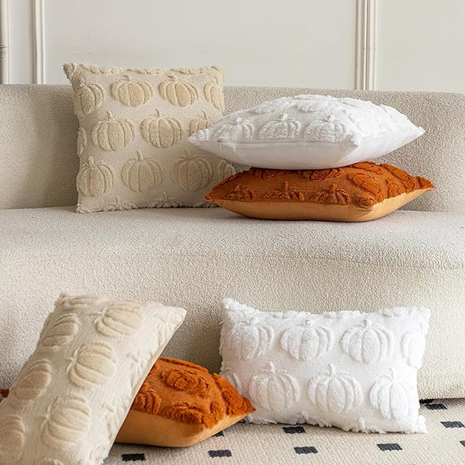 ONFAON Fall Pumpkin Pillow Covers 18x18 Inch Set of 2