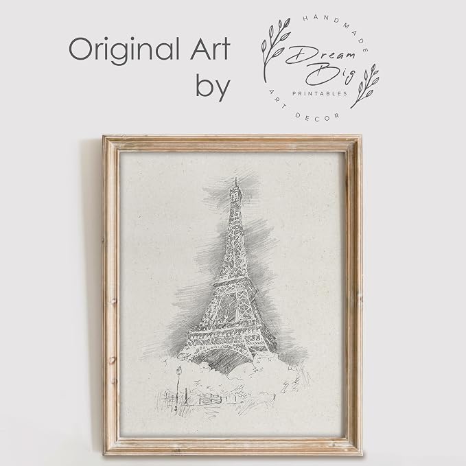 DREAM BIG PRINTABLES Paris Sketches Art Prints (Set of 3) - 8x10 | French Travel Wall Decor