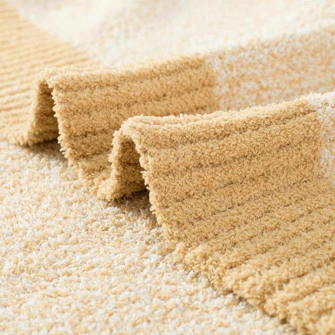 Carriediosa Heather Throw Blanket 50x60, 400GSM Ultra Soft Microfiber | Yolk Yellow, Fuzzy Fluffy Cozy Plush Knit Knitted Throws, Lightweight Cute Preppy Fall Blankets for Couch, Bed