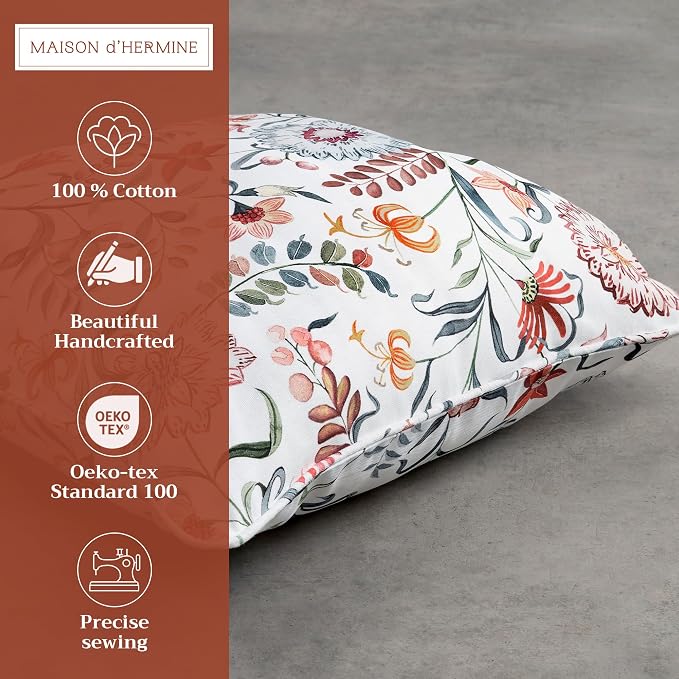 Maison d' Hermine Throw Pillow Covers 100% Cotton (20" x 20" - Pack of 1)