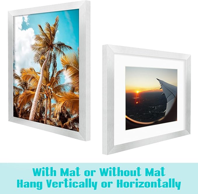 Frametory 12 Pack 11x14 Silver Picture Frame with Real Glass Mat for 8x10