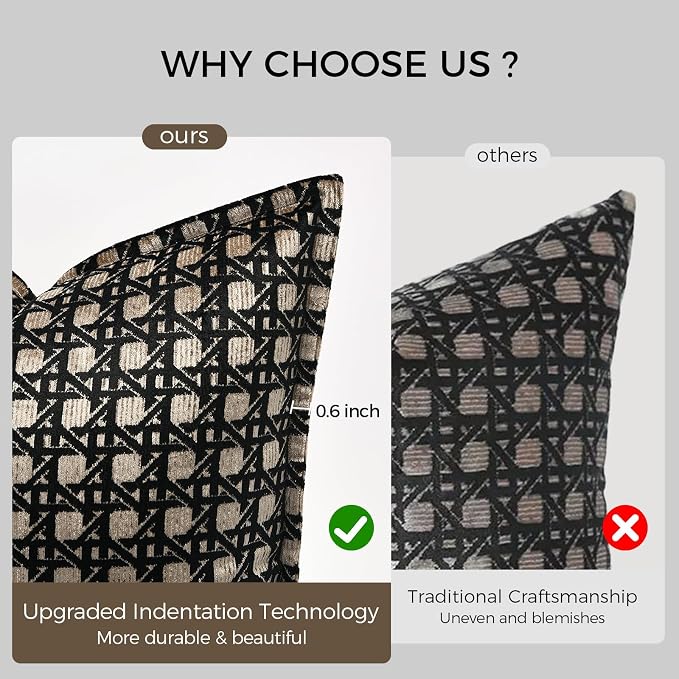 Velvet Lumbar Pillow Covers 12x20 inches, Luxury Gold Geometric Pattern Pillow Cover, Modern Luxury Rectangle Pillow Cushion Covers for Bed Couch Sofa Living Room Bedroom