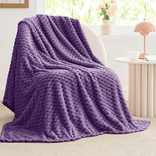 BEDELITE Purple Throw Blanket for Couch, Soft Cozy Gifts for Women, 50 * 60 | 3D Jacquard Decorative Fleece Blanket, Super Soft Plush Throws, Cute Birthday Gift for Women & Men, Suitable for All Seasons