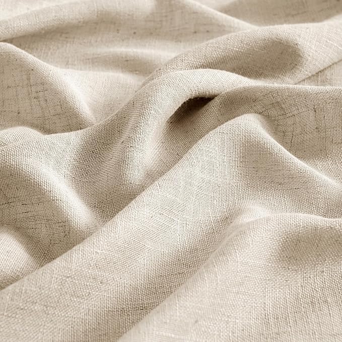 MIULEE Light Taupe Linen Curtains 52x108 Inches Long 2 Panels for Bedroom | Living Room, Soft Linen Textured Window Drapes, Semi Sheer, Light Filtering, Back Tab, Rod Pocket, Farmhouse Modern Burlap