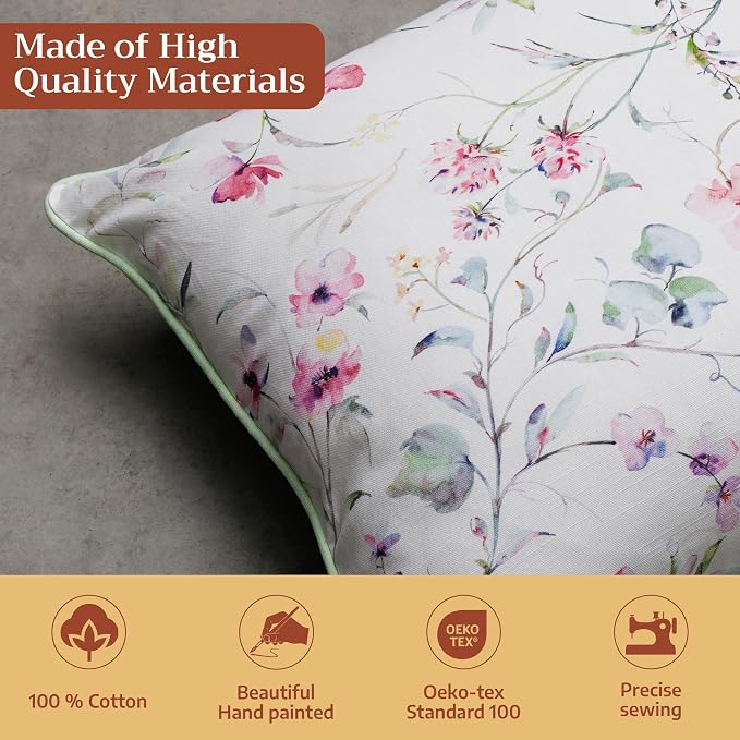 Maison d' Hermine Throw Pillow Covers 100% Cotton (12" x 20" - Pack of 1)