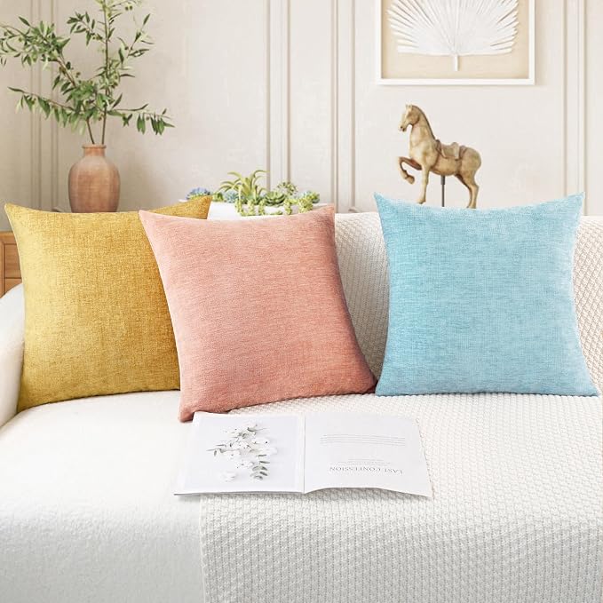 CaliTime Decorative Throw Pillow Covers 16 X 16 Inches Light Blue Grey