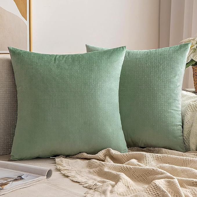 VAKADO Throw Pillow Covers Decorative 24x24 Set of 2 Sage Green Outdoor Decor Couch Cushion Covers Euro Pillowcases Home Bed Decoration for Sofa Bedroom Office