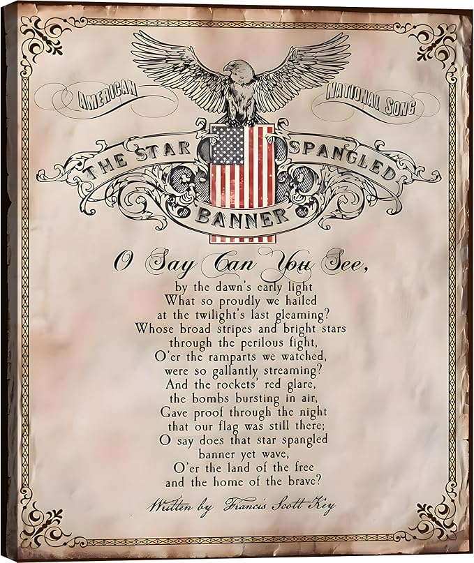 Framed 1776 Liberty Patriotic Wall Art, USA Flag Canvas Art Pictures, Vintage Wall Decor, Made in USA Ready to Hang for Living Room Home Office Man Cave
