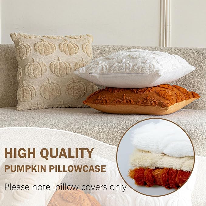 ONFAON Fall Pumpkin Pillow Covers 18x18 Inch Set of 2