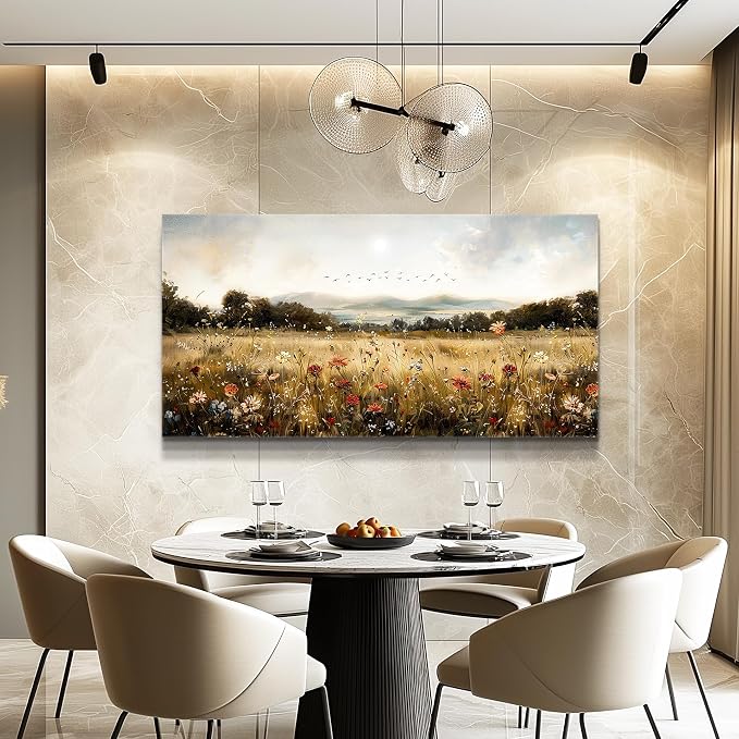 KELIYUAN Modern Canvas Print Wall Art Vintage Home Decorlawn Painting With Floral Wall Art Printsclassic Landscape Office Living Room Bedroom Wall Decor Home Decorcan Be Hung Directly 24x48 Inches
